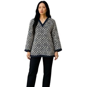 Tracy Negoshian Womens Size Medium Blue White V-Neck Tunic Top